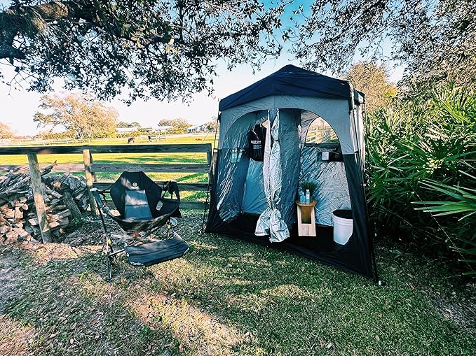 Nice C Camping Shower Tent, Instant Pop Up Privacy Changing Tent, Outdoor Shower Enclosure, Toilet Tents, Camping Bathroom, Oversize (2 Room)