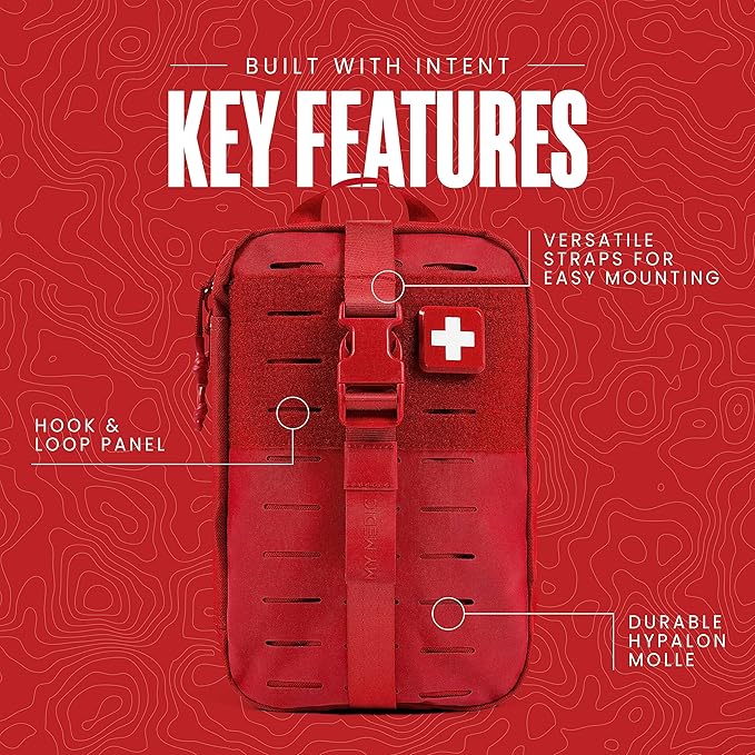 MY MEDIC MyFAK PRO Ifak First Aid Kit - 140 Life Saving Trauma and Medical Items - HSA FSA Home Medical Kit for Camping or Car - Red